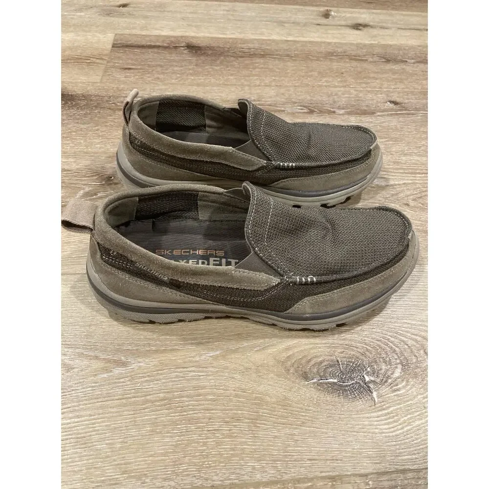 Skechers Slip-On Loafer Shoes Mens Sz 10 Brown Dad Casual Comfort Office Church